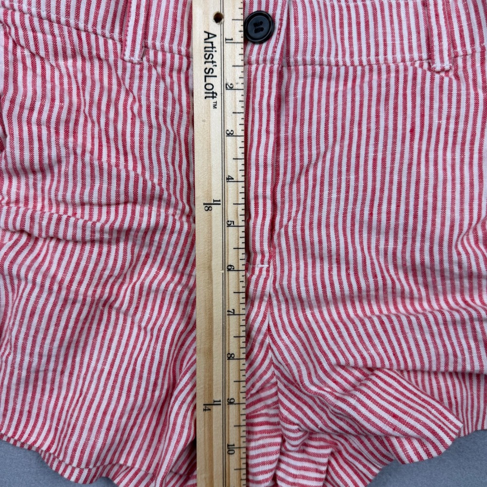 J.Crew Women XXS Electric Red Striped Harbor Shorts 100% Linen Re-Imagined CH879 - Picture 11 of 11